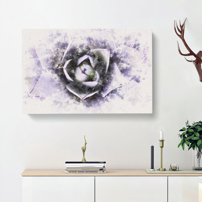 Lilac Succulent Plant Watercolour - Wrapped Canvas