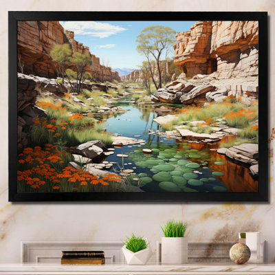 Profondeurs des canyons du canyon beige et vert - Imprimé