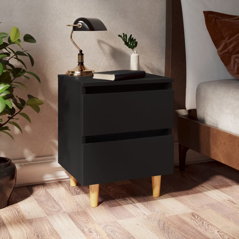 vidaXL Bed Cabinet Engineered wood, Solid pinewood, Black