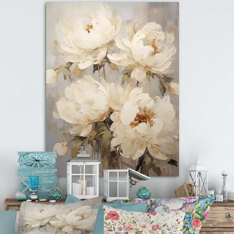 «Beige fragrant Peony Bliss III», reproduction sur toile, Toile tendue, H 20 po x l 12 po x P 1 po