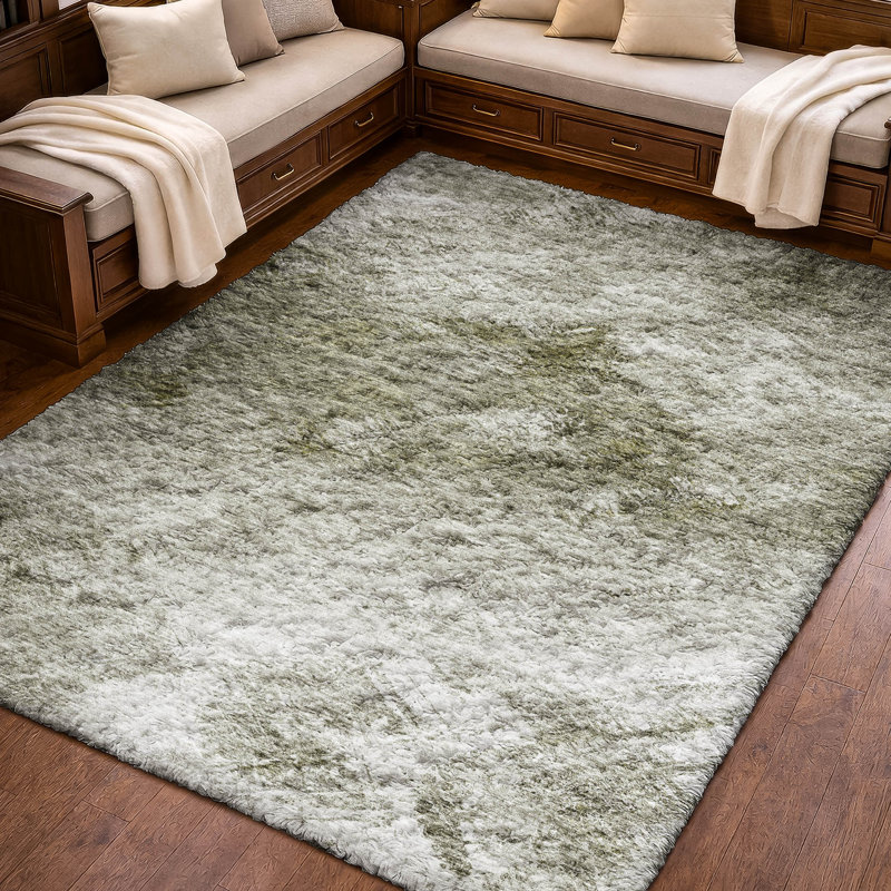 Tapis à poil long de qualité supérieure lavable à la machine ADS590, 3' x 5', Taupe