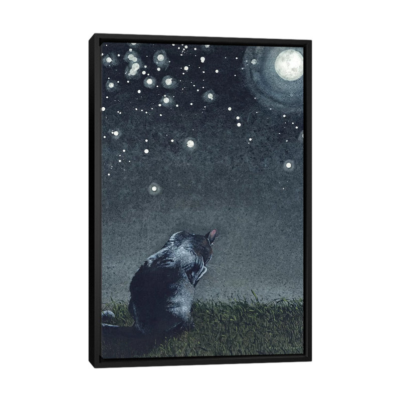« Moonbathing » par Maggie Vandewalle-reproduction d’art, Toile avec cadre noir, H 26 po x l 18 po x 1,5 po, Pas de tapis
