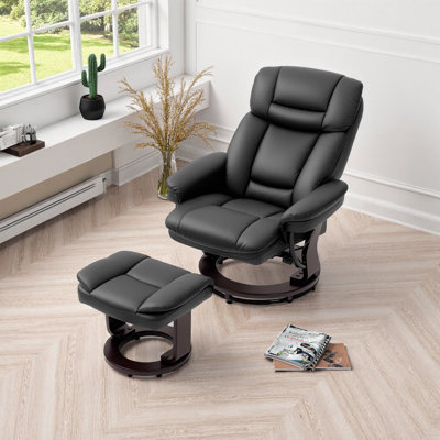 Fauteuil inclinable pivotant moderne avec repose-pieds - Confort moelleux pour la détente dans le salon, rotation à 360 ° et inclinaison infinie