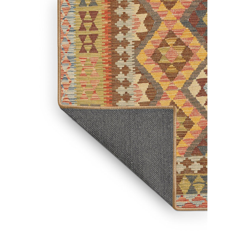 Tapis orange / jaune / vert Bhatade, Rectangle 5 pi x 7 pi