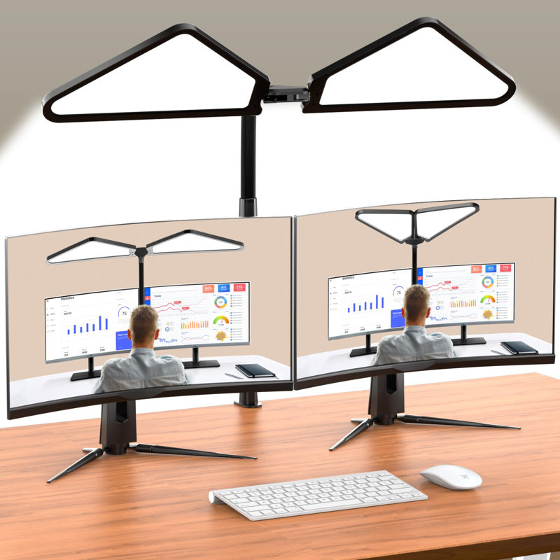 LED Desk Lamp For Home Office,Super Bright Desk Lamp With Clip,Triangle Desk Light,360° Adjustable Swivel Table Lamp,Eye Protection,Screen Monitor Light,Work Read Design Student
