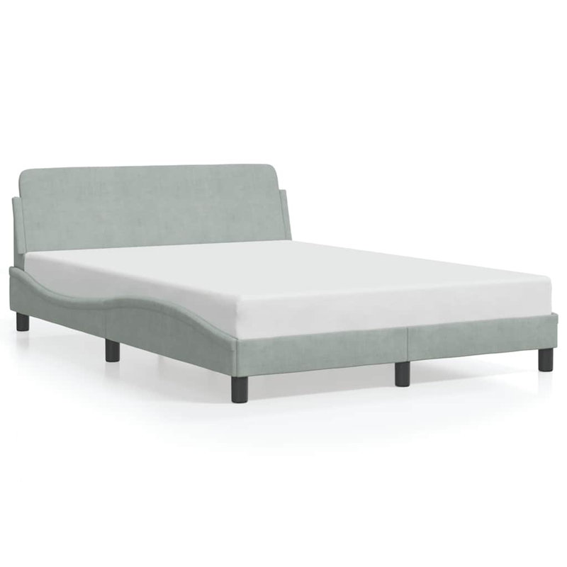 vidaXL Bed Frame Dover Light Grey 137x190 cm Velvet, Light Gray, Full