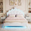 Multi-Sizes Upholstered Princess Bed With Dual-Zone Led, PU Leather Height-Adjustable Headboard, Pink/White (90x190, 90x200, 140x200)-1726150391-1719422737