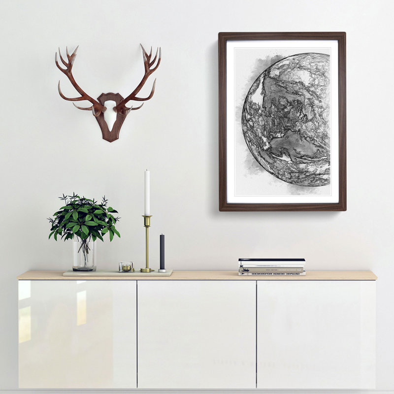 Amazing Image of Earth in Abstract Art - Picture Frame Graphic Art Print, 48cm H x 36cm W x 2cm D, Walnut Framed