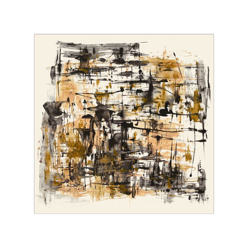«Color Turmoil II» par Sara Brown - Peinture, H 36 po x l 36 po, Texture à motif