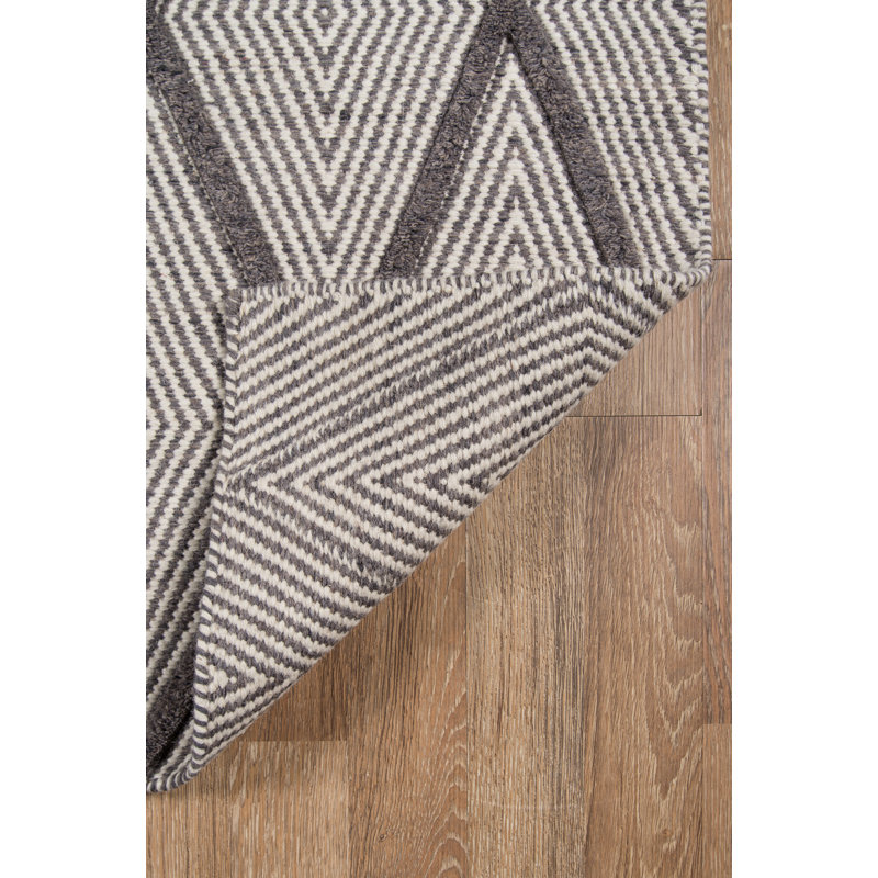 Langdon Wool Geometric Area Rug in Charcoal, Rectangle 7'6" x 9'6"