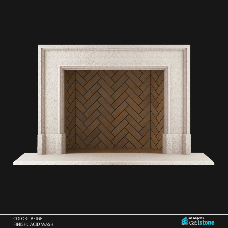 Lotus Fireplace Surround, Beige Acid Wash