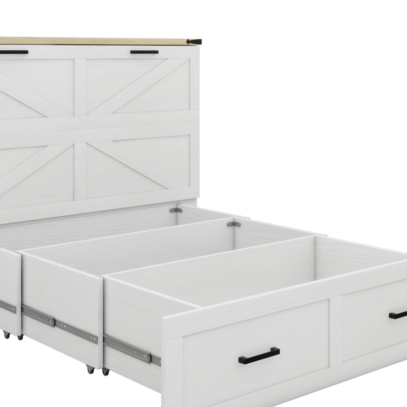 Lit double escamotable de style campagnard avec charge, Blanc