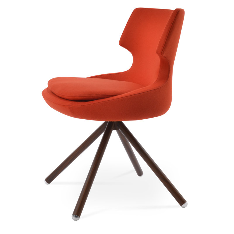 Chaise d'appoint Patara, Noyer, Cuir noir, Cuir