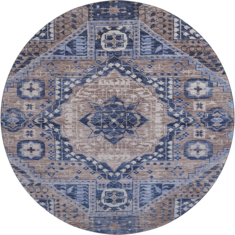 Premium Machine Washable Mayfield AMF1924 Diamond Rug, Round 8'