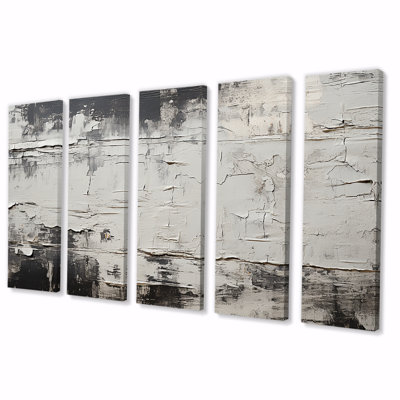Abstrait gris lunaire Surface III - Tachisme, ensemble de 5 décorations murales