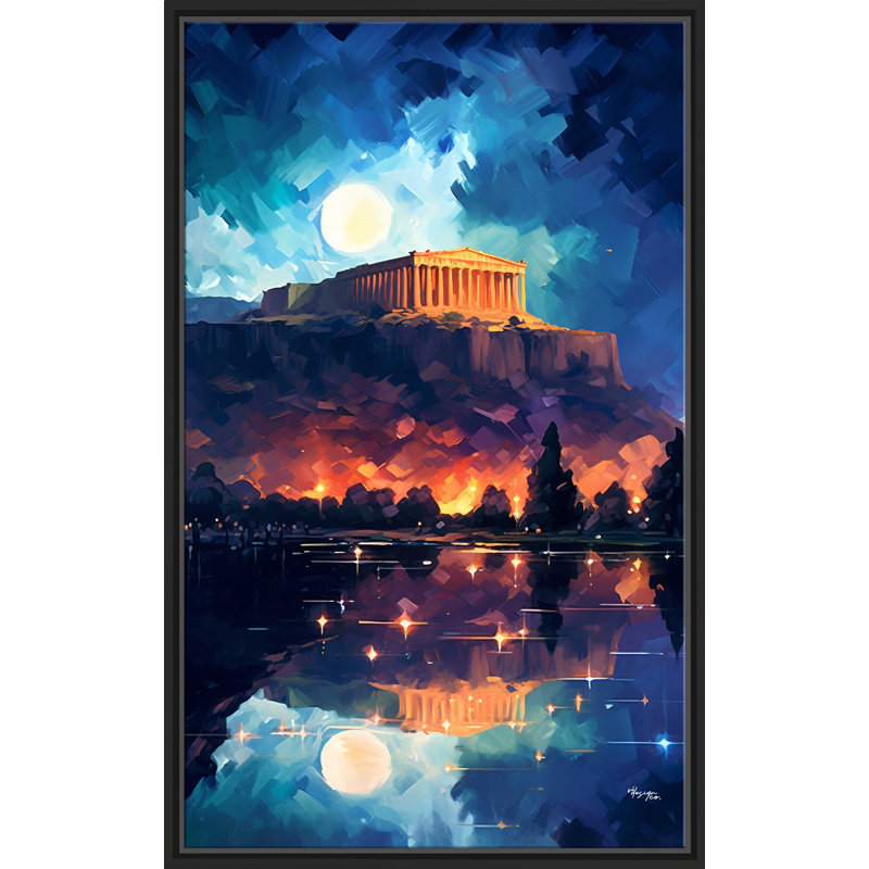 Parthénon, Athènes, Grèce par V2 Design Co. - Peinture sur toile à cadre flottant, L 21,5 po x H 33,5 po