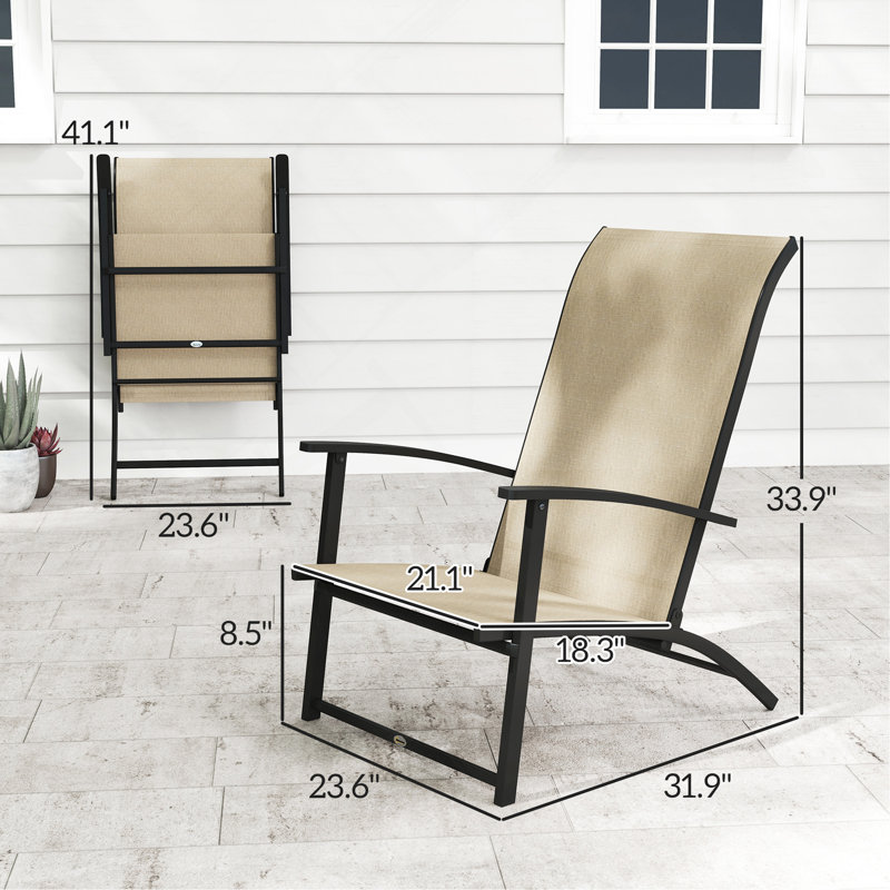 Chaises pliantes à dossier haut, ensemble de 2 chaises d'extérieur, Beige