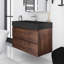 Meuble-lavabo mural simple 36 po avec lavabo en résine noire intégré-229819668