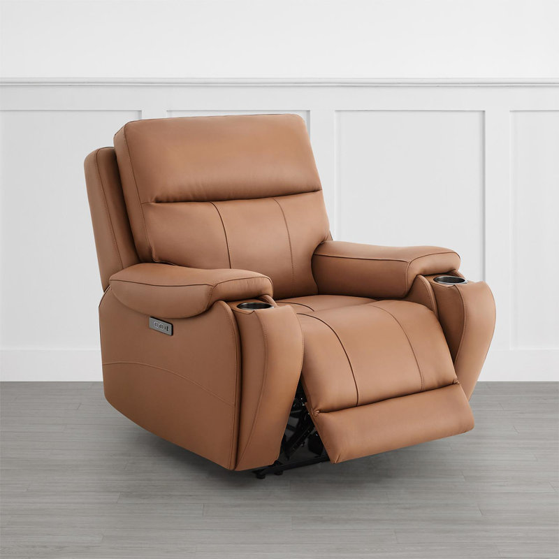 Caritina Genuine Leather Zero Gravity Dual Motor Power Recliner with Power Headrest, Saddle