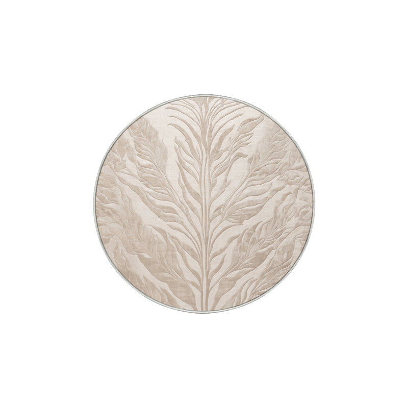 Tapis beige lavable à la machine, Rond 7 pi
