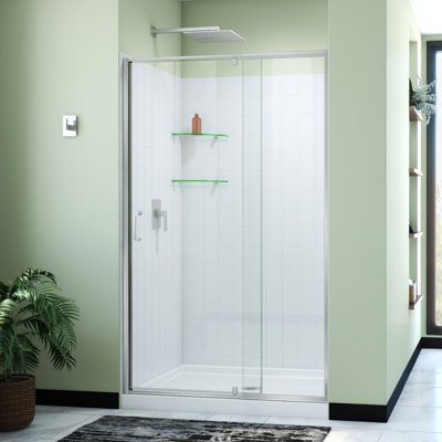 Enceinte de baignoire carrée semi-sans cadre l 48 po x P 36 po x H 78 po Flex avec panneau fixe et base inclus