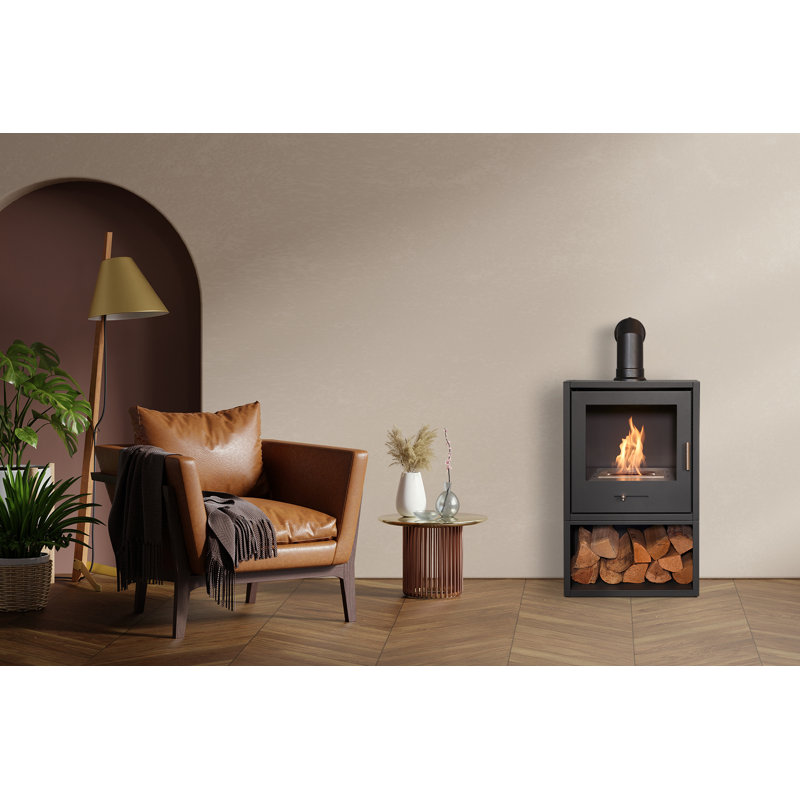 Adelbert Belfry Heating 52cm W Black Bio-Ethanol Stove, 113cm H x 52cm W x 35cm D