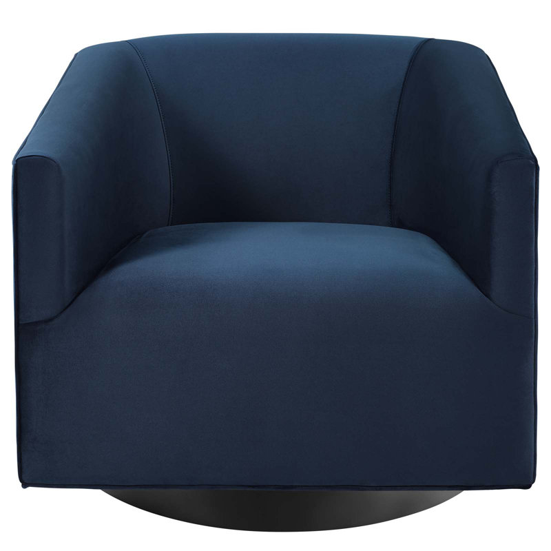 Fauteuil pivotant en velours Twist, Bleu minuit