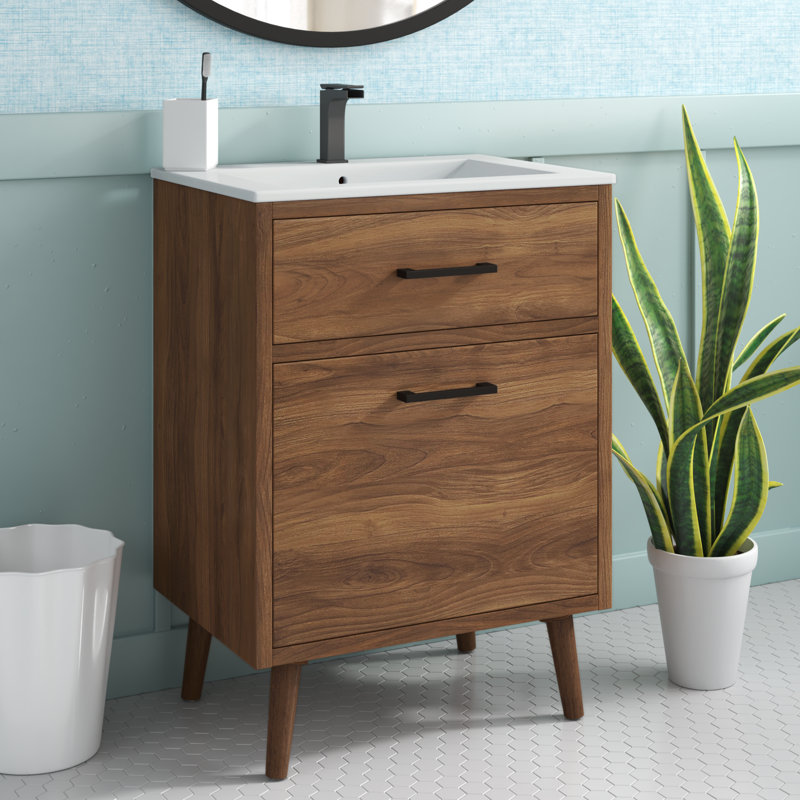 Steinfeldt 24'' Single Bathroom Vanity with Resin Top, Green