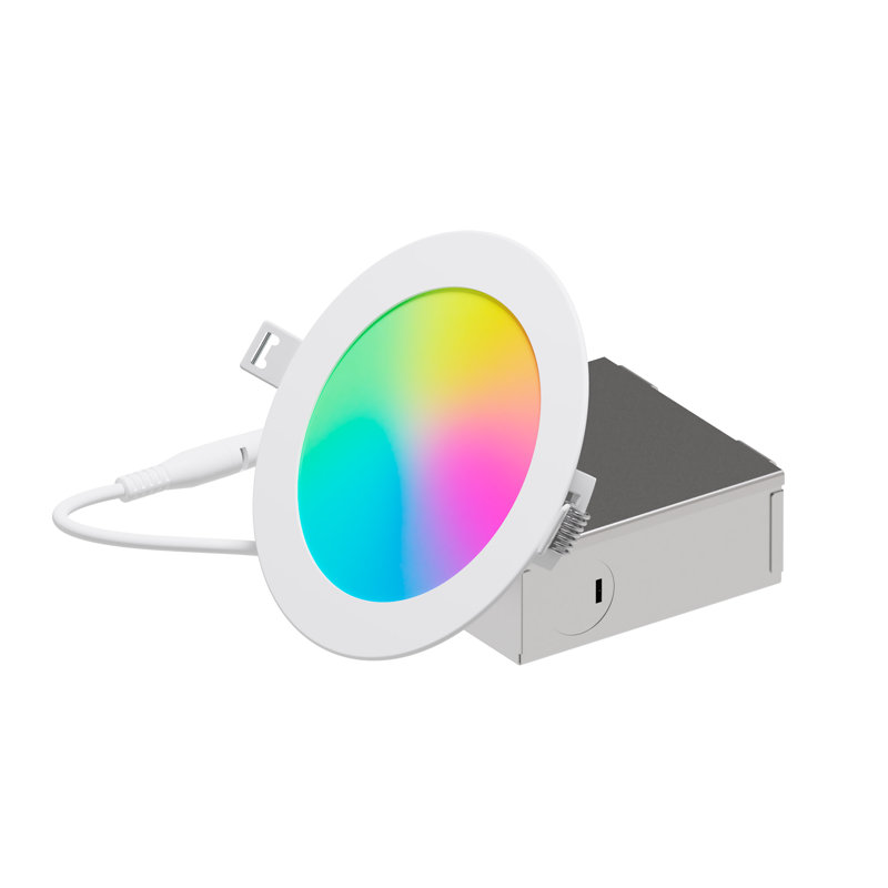 6 po mince DEL intelligente encastrée, 12 W, blanc réglable RVB, à intensité variable, compatible Wi-Fi