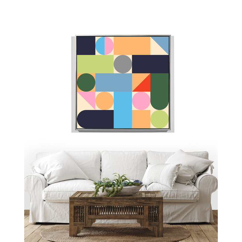 Geometric Figures 1, Silver Floater Framed, 31" H x 31" W