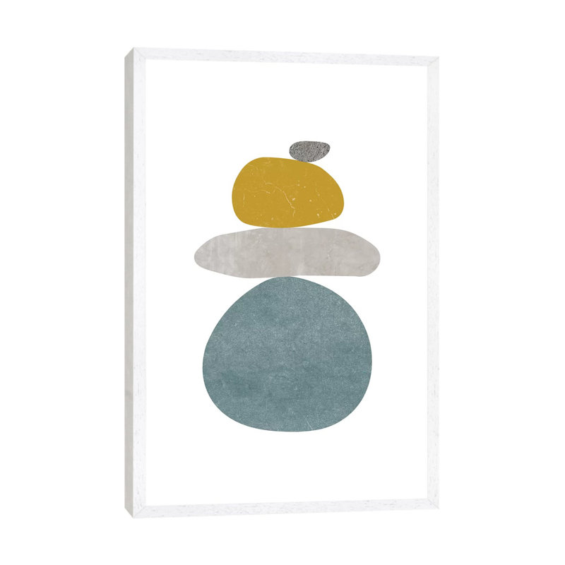 Pebbles V by Nouveau Prints - Painting on Canvas, 101.6cm H x 66.04cm W x 3.81cm D, White Framed