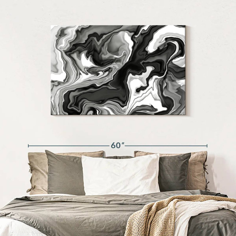 Marbre noir et blanc Avery, H 30 po x l 45 po