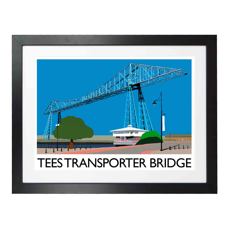 Tees Transporter Bridge by Richard O'Neil - Print, 33.5 cm H x 43.5 cm W x 2.2 cm D, Black Wood Frame