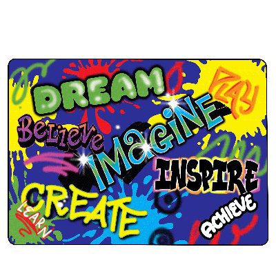 KidCarpet Inspiration Graffiti Classroom Rug, 4'x6' Rectangle, Multi, Bright & Fun Kids Rug | Rugs for Children's Classroom or Daycare Activity Area | Educational Learning Area Rug for Kids