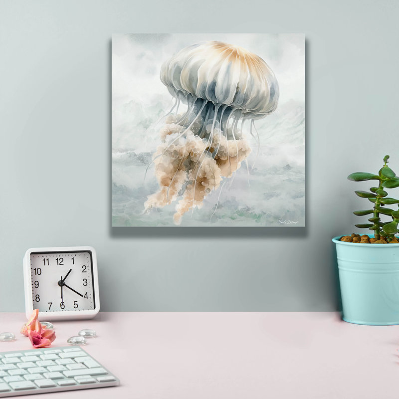«Epic Graffiti» Cape Cod Jellyfish »par Nicole DeCamp, art mural sur toile, 12 po x 12 po, H 12 po x l 12 po