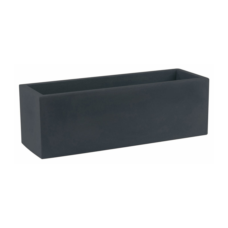 Jardiniere Resin Planter Box, Anthracite, 7.75" H x 23.5" W x 7.75" D