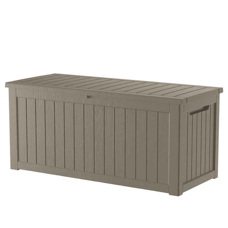 230Gallons Water Resistant Resin Lockable Deck Box, Light Coffee