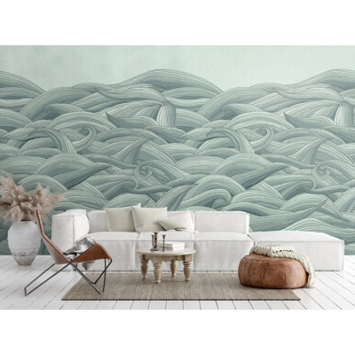 Crafted Waves 3-Panel Wall Mural 9.2' L x 82.7" W