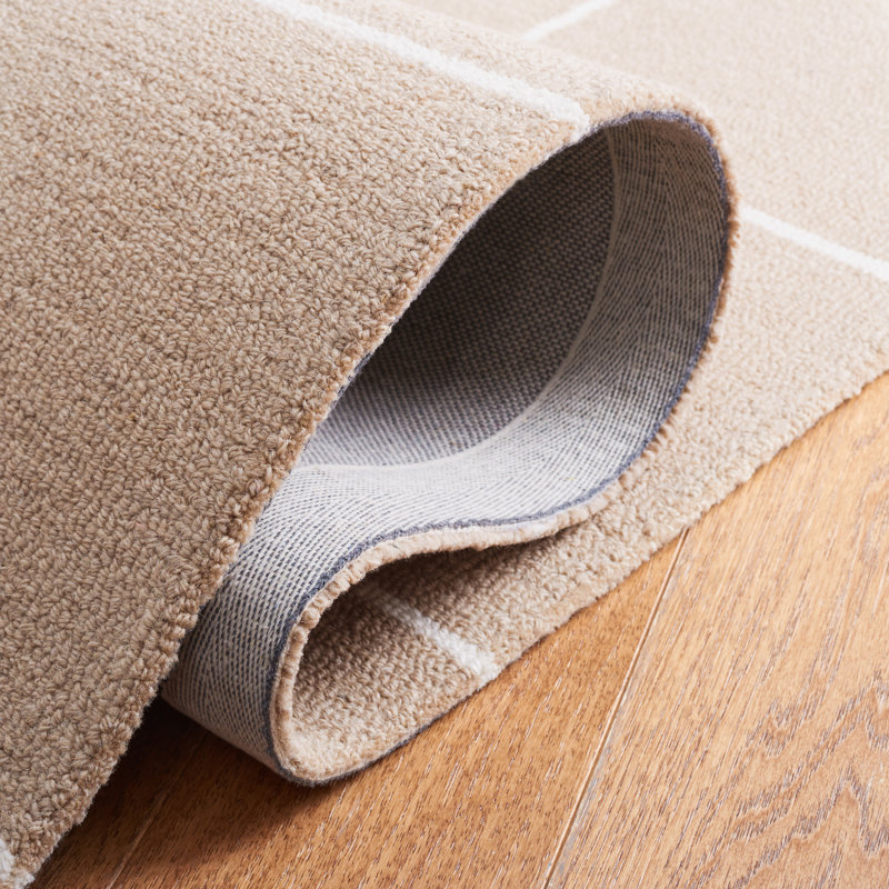 Martha Stewart 300 Hand Tufted Wool/Cotton with Latex Geometric Rug in Beige/Ivory, Rectangle 3' x 5'