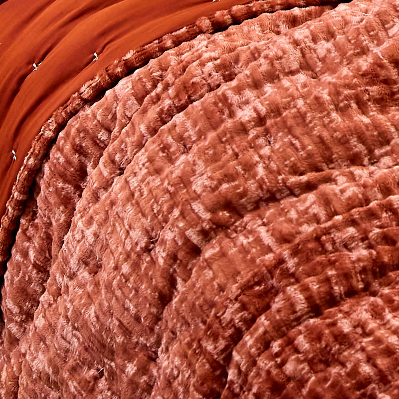 Wonderful Luxury Milky Velvet Quilt Set, Queen Quilt, Burnt Orange