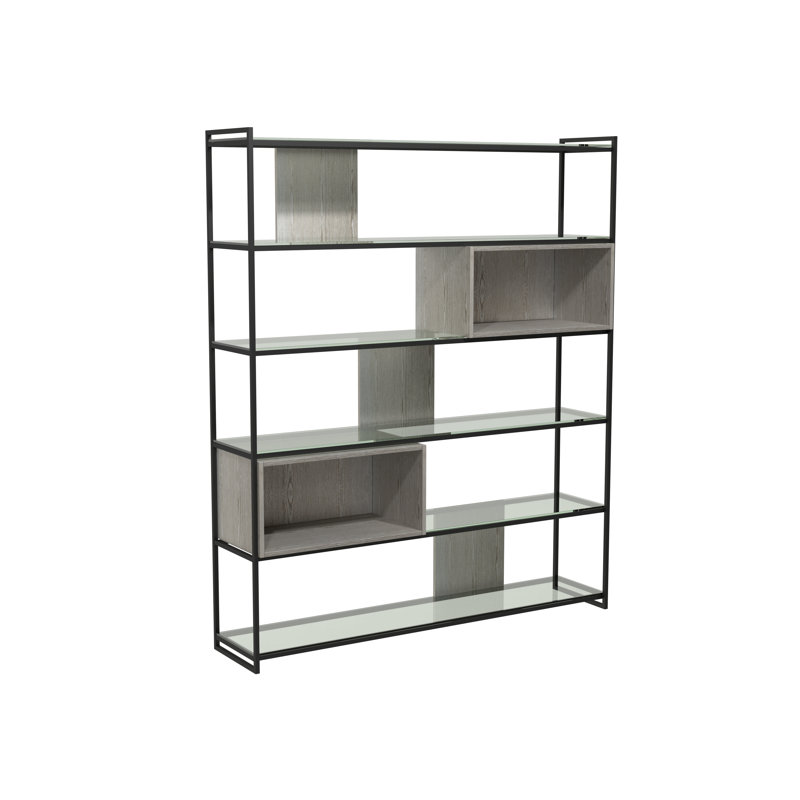 Euclid 180.5cm H x 151.5cm W Metal Standard Bookcase, Matt Black
