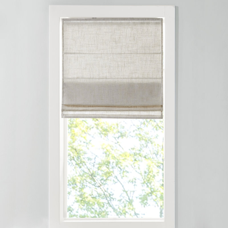 Kyler Linen Blend Light Filtering Single Roman Shade, Natural, 35"W x 64"L