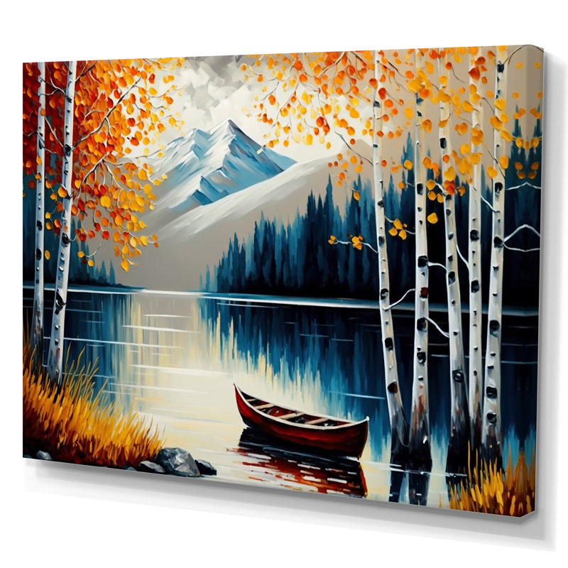 «Canoe on a Lake in Fall I», reproduction sur toile, H 16 po x l 32 po x P 1 po, Toile tendue