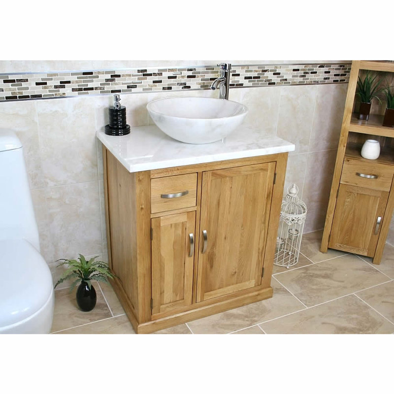 Decosta 750mm Single Bathroom Vanity with Vessel Stone Basin, White