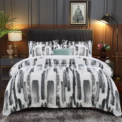 Aspire Homeware Premium Reversible Striped Duvet Cover Set with Pillowcases for Durable and Stylish Bedding