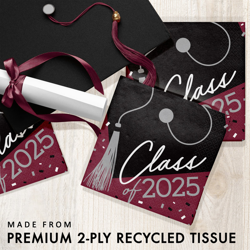 Creative Converting School Spirit Class of 2025 Paper Dinner Napkins, 108 ct., Choose Color, Burgundy