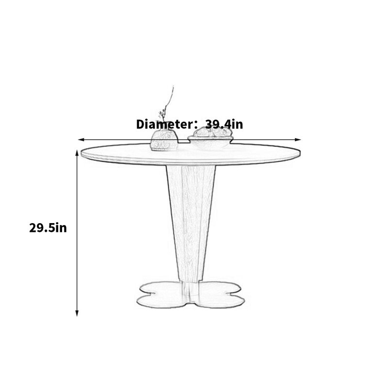 Modern Round Dining Table, 29.5"H x 39.4"L x 39.4"W