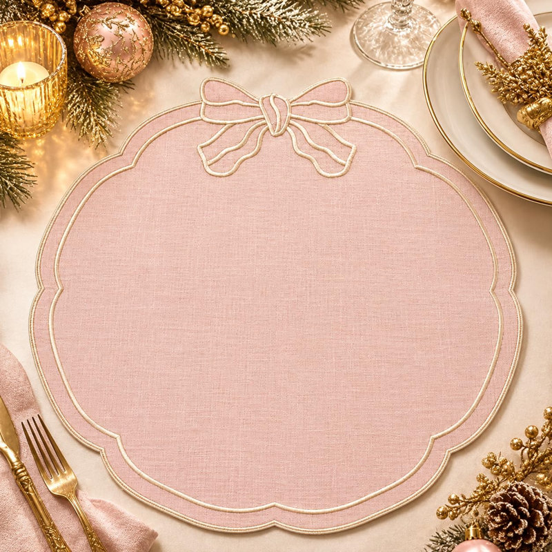 Ensembles de table roses ronds de 38 cm (15 po) à motif de nœud, ensemble de 4, Rose