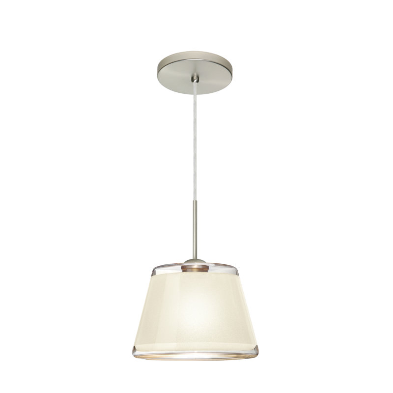 Luminaire suspendu conique à 1 lumière Delaune, Nickel satiné, Blanc