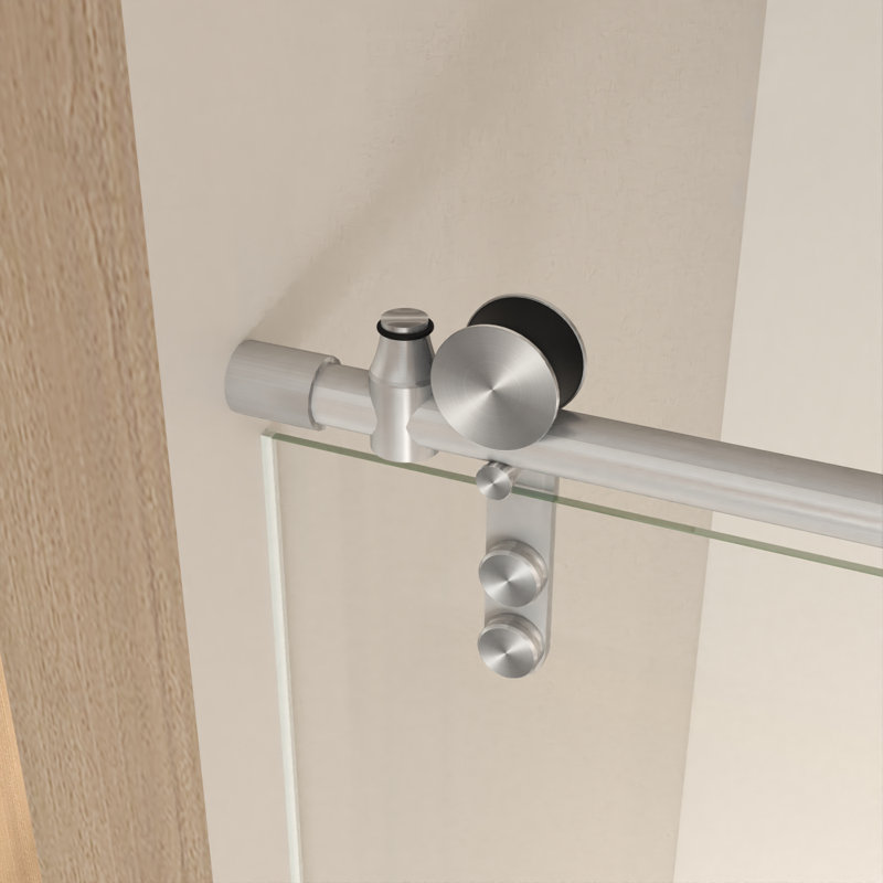 Porte de douche coulissante en verre trempé sans cadre l 50 à 54 po x H 76 po en nickel brossé transparent 8 mm